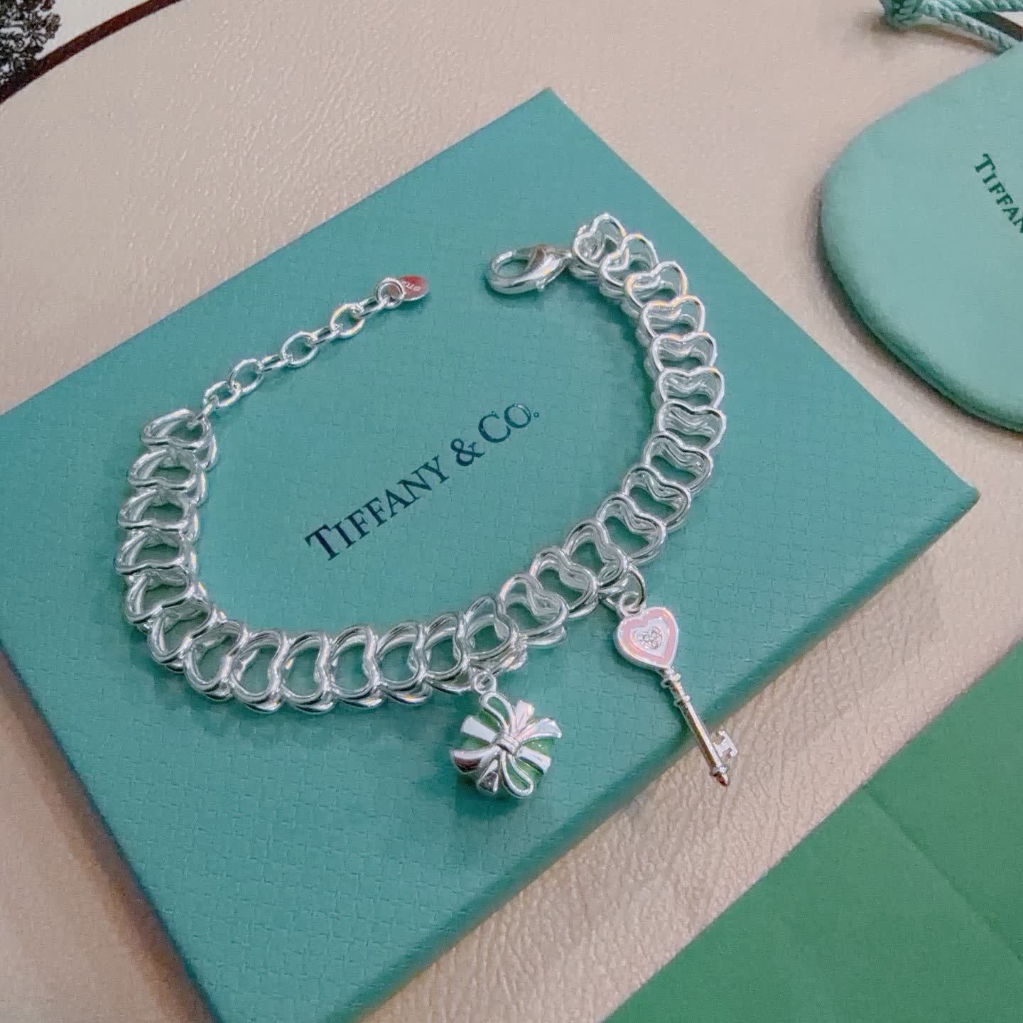 Tiffany & Co. Heart Link Bracelet with Charms